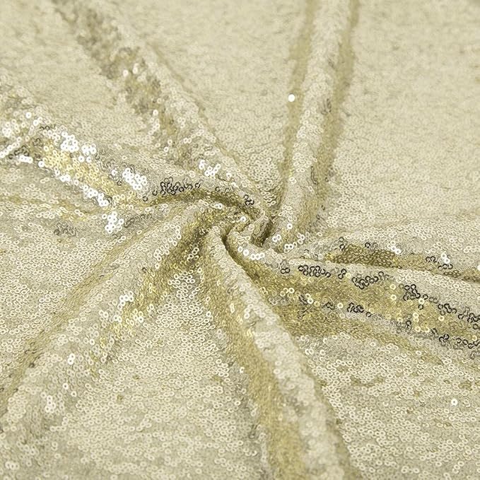 JYFLZQ Champagne Sequin Backdrop Curtains 8ft x 8ft 1 Panel Glitter Photo Booth - Image 4