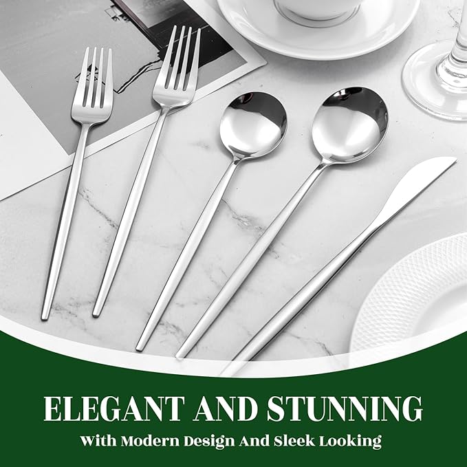 NOCCUR 40-Piece Stainless Steel Silverware Set - Image 6