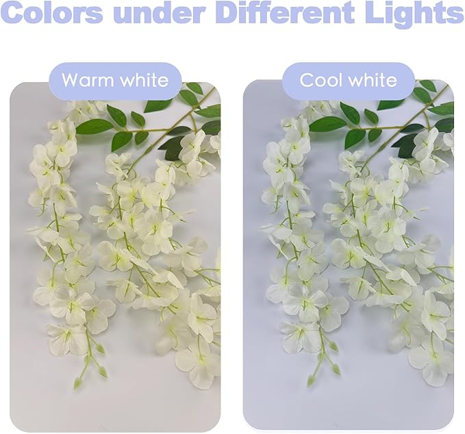 48 Pcs of Wisteria Hanging Flowers, 3.75 Ft Fake Flower Strings, Artificial - Image 4