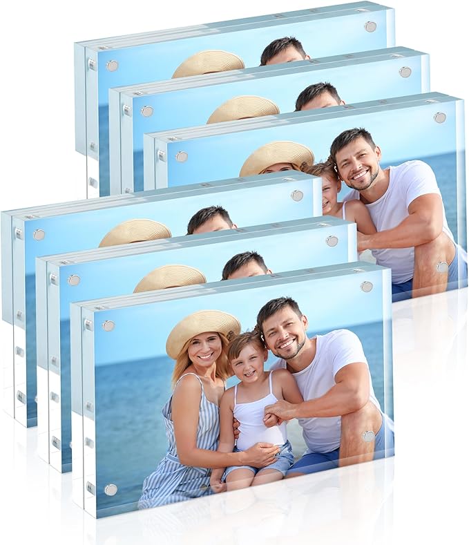 HOUSE DAY Acrylic Picture Frames 3.5x5, 6 Pack Magnetic 3.5 x 5 Picture Frame by HOUSEDAY