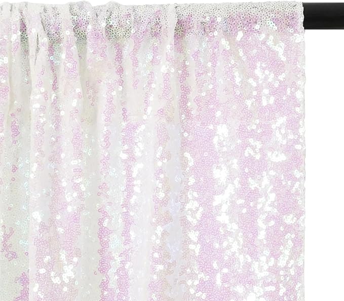 Eternal Beauty White Iridescent Sequin Backdrop, 7x7 Ft Glitter Background - Image 6