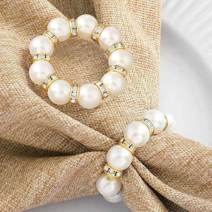 50Pcs Pearl Napkin Rings, Wedding and Formal Dinner Table Decor - Image 5