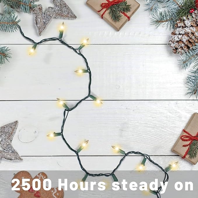 Christmas Lights for Tree 40Ft 200 Count Mini Lights Green Wire Christmas Tree - Image 2