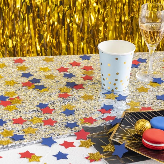 MOWO Gold Blue and Red Star Confetti Table Decoration - Image 4