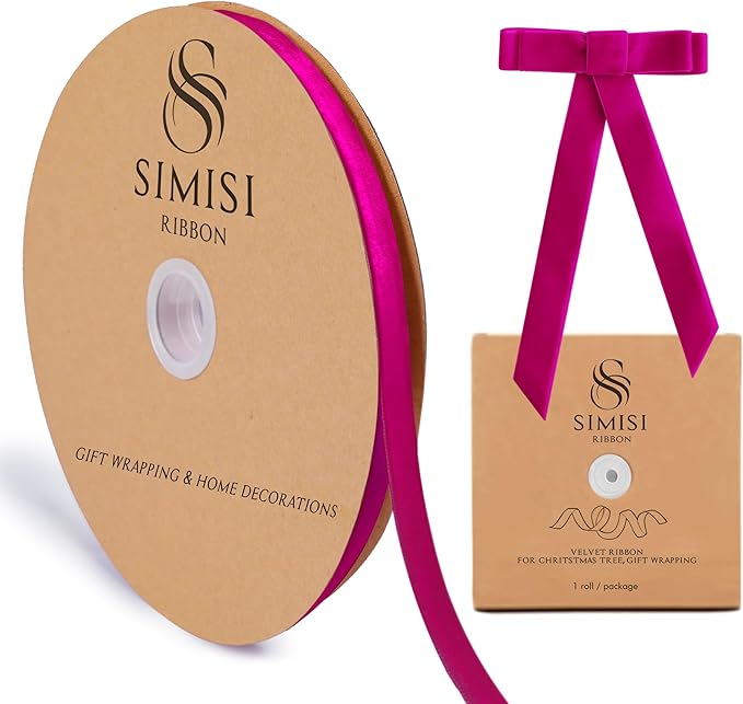 Hot Pink Velvet Ribbon 3/8'' 25 Yards by SIMISIRIBBON