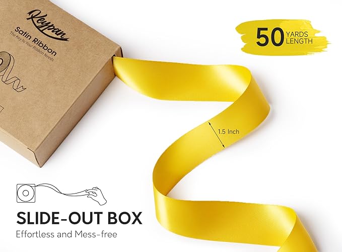 Yellow Ribbon 1-1/2 Inch x 50 Yards Double-Faced Satin Ribbons - Image 2