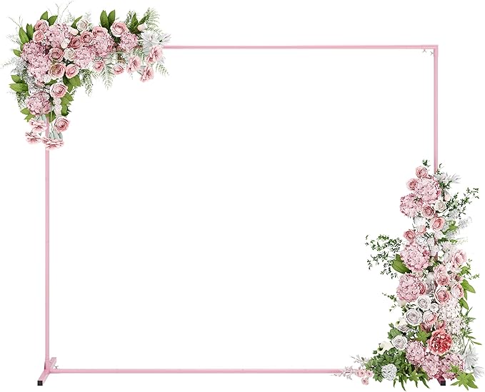 Walensee 7.9FTx6.6FT Pink Wedding Arch Backdrop Stand, Adjustable Square Metal by Home