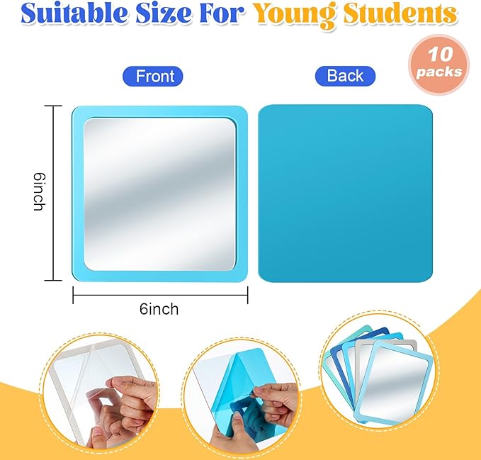 Dandat 10 Pcs Small Mirrors for Kids 6 x 6 Inch Square Shatter Proof Reflector - Image 2