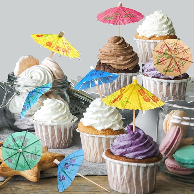 BLUE TOP Umbrella Parasol Cocktail Picks &Cocktail Straws Set- Umbrella Drink - Image 4