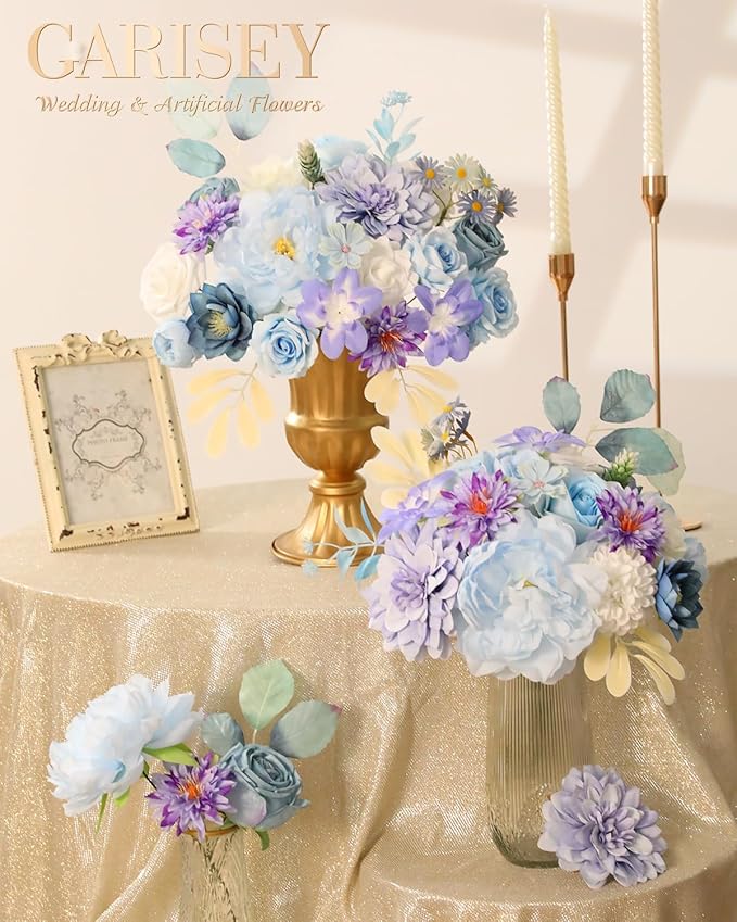 Artificial Flowers Combo, Mix Silk Flowers Roses, Dahlias - Image 4