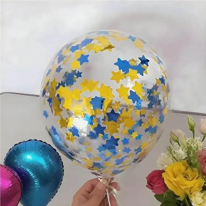 Yellow Blue Metallic Foil Star Confetti 0.78inch/2cm 8000Pcs Table Confetti - Image 3