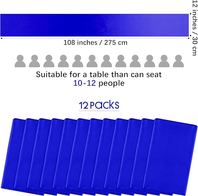 Aneco 12 Pack Satin Table Runner 12 x 108 Inch Dark Blue Long Wedding Satin - Image 2