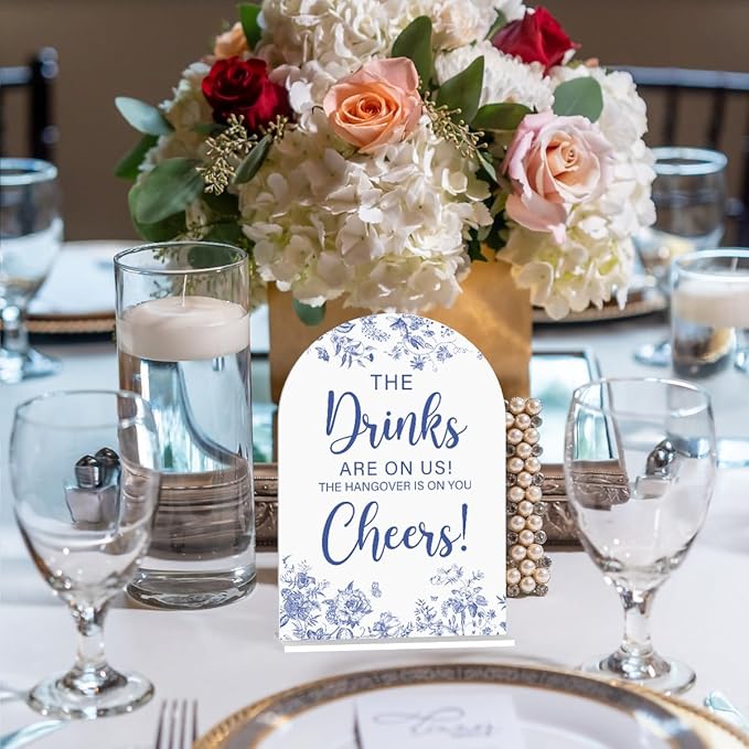 Acrylic Wedding Signs, Dusty Blue Wedding Decor, The Drinks Signs - Image 2