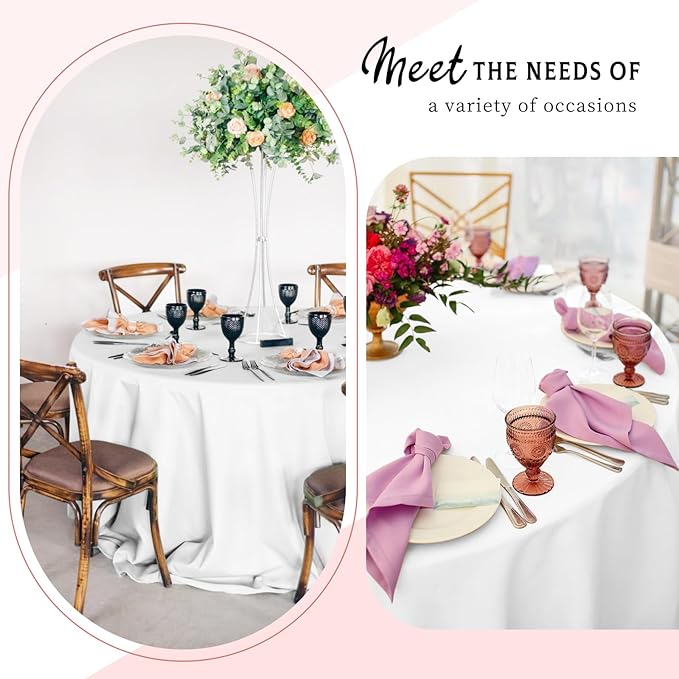 10 Packs Satin Tablecloth 120 Inch White Round Table Cloth Silk Tablecloth - Image 3