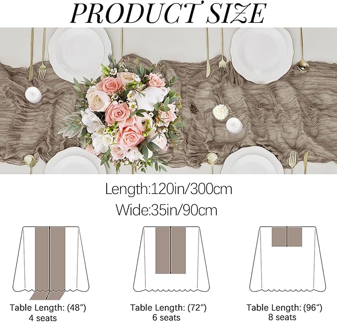 4 Pack Nude Cheesecloth Table Runner 35x120 Inch Boho Gauze Fabric Cheese Cloth - Image 2