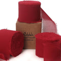 Ribbli Dark Red Ribbon 1.5 Inch x 3 Rolls Total 25 Yards Handmade Fringe by Ribbli