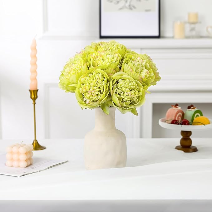 U'Artlines 10 Heads Artificial Peony Silk Flower Leaf Home Office Wedding Party - Image 7