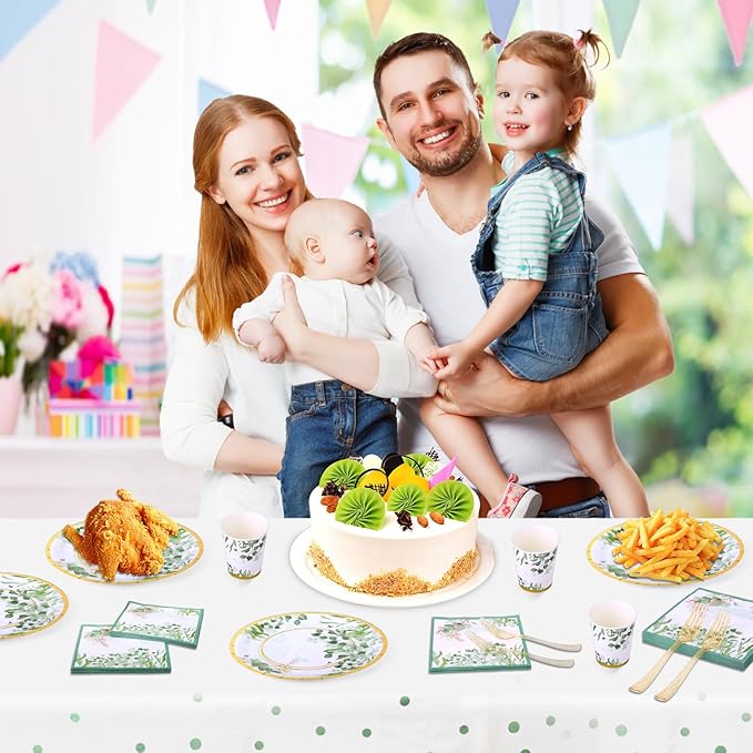 Sage Green Party Decoration, Spring Greenery Eucalyptus Leaves Disposable - Image 5