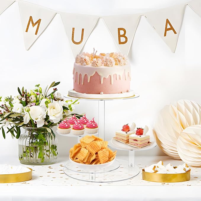 4 Tier Clear Cake and Cupcake Stand Combo - Image 2