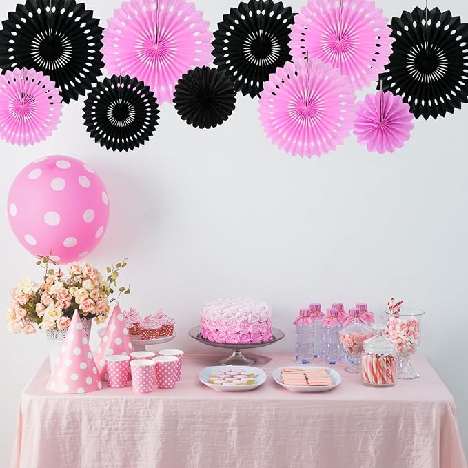 BEISHIDA Pink Black Hanging Honeycomb Round Paper Fans Decoration Bachelorette - Image 6