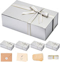 LIFELUM Gift Boxes with Lids, 5 Pack 13.85 x 8.35 x 4.45 inch Silver Gift Boxes by LIFELUM