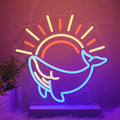 Whale Neon Sign for Wall Decor Ocean Neon Light Sunrise Sunset LED Neon Sign by Xixkilly