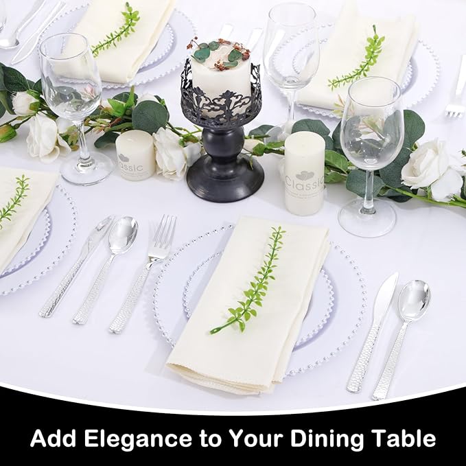 Supernal 180 pieces Silver Plastic Silverware, Disposable Plastic Silverware - Image 6