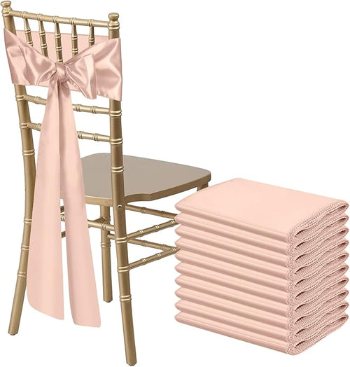 10 PCS Blush Pink Satin Chair Sashes Bows Universal Chair Ribbon Ties Back Sash by LooksForwardtoSeeingYou