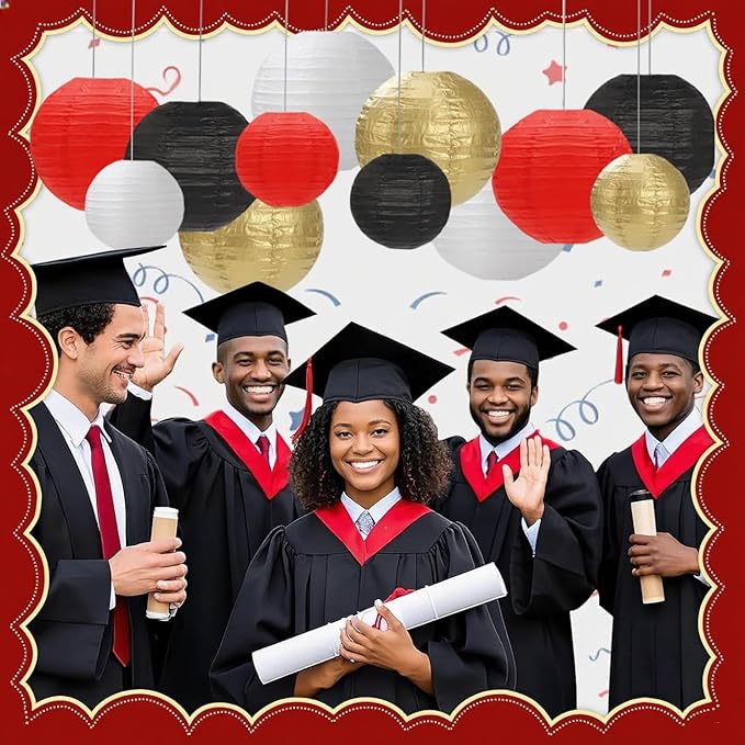 Black Red White Paper Lanterns Decorative 12pcs Party Hanging Decorations - Image 2