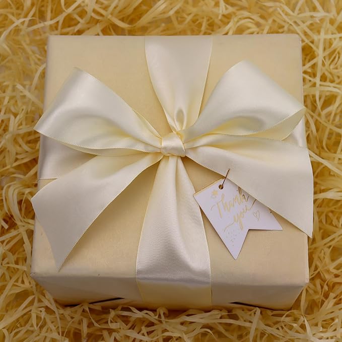 Rice White Solid Satin Ribbon 2 Inch 25 Yards Solid Polyester Fabric Ribbon - Image 2