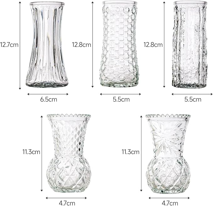 Glass Bud Vase, Transparent Cylindrical, Vintage Style, Wedding Centerpiece - Image 3