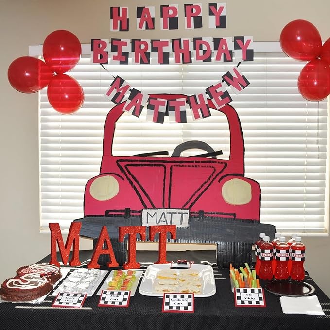 TONIFUL 8 Inch Red Glitter Letter M Table Centerpiece A-Z Red Birthday Party - Image 4