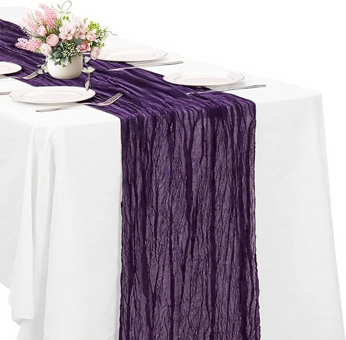 Purple Cheesecloth Table Runner -21*120Inch Long Boho Wedding Table Decor by MIRRASMIRROR