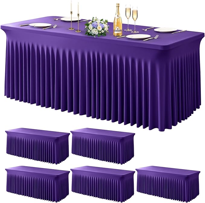 6 Pack Dark Purple Spandex Table Clothes by WishCare