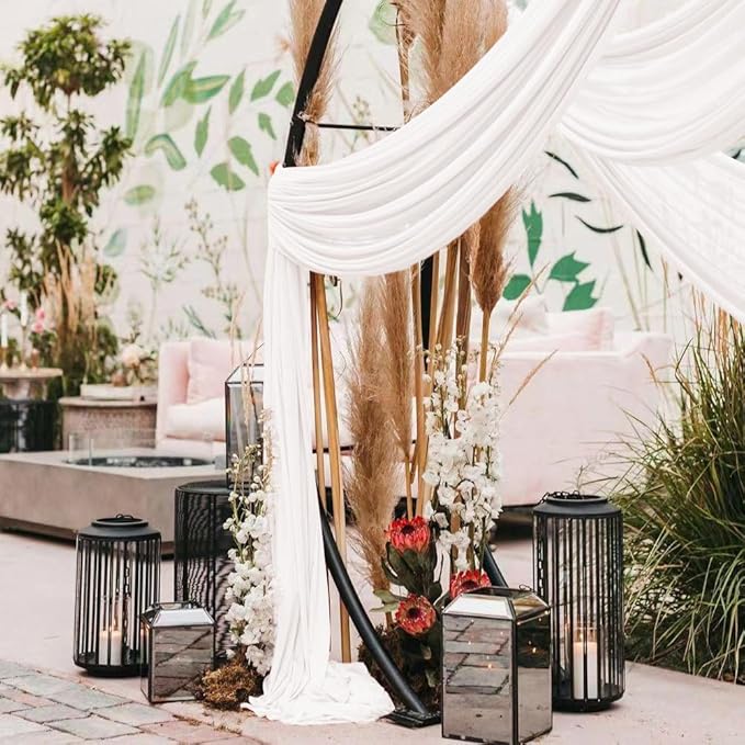 Ivory Wedding Arch Draping Fabric 2 Panels 30'' x 18FT Sheer Chiffon Arch - Image 6