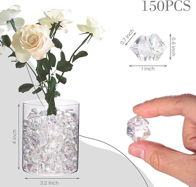 DomeStar Dazzling Fake Ice, Iridescent Clear Gem Stones Vase Fillers DIY Crafts - Image 4