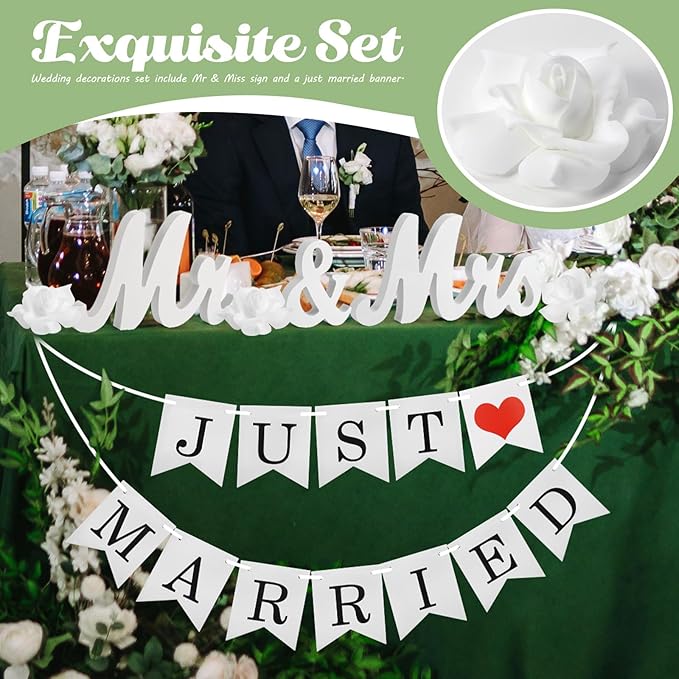 White Wooden Mr and Mrs Signs for Wedding Table, Wooden Wedding Table Signs for - Image 2
