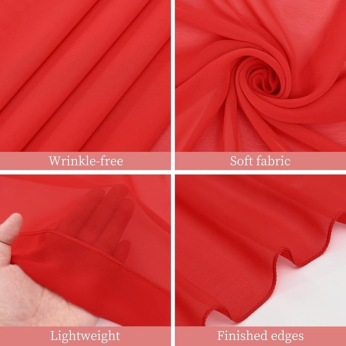6 Panels Red Wedding Ceiling Drapes 5ftx30ft Ceiling Drapes Chiffon Fabric Arch - Image 3