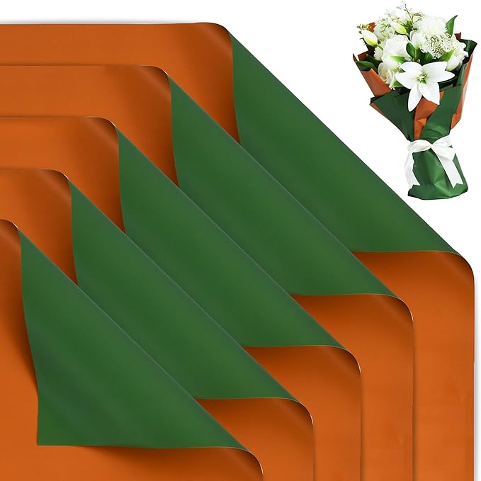 BEISHIDA 20Pcs Green and Brown Double Sided Floral Wrapping Paper Matte by Beishida