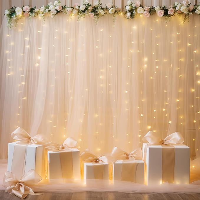 20×10ft Champagne Tulle Backdrop Curtain - Image 2