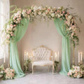 DUOBAO Sage Green Chiffon Backdrop Curtains 96 inches Long 2 Panels Set by DUOBAO