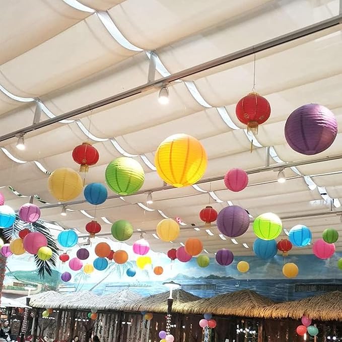 12pcs Orange and Blue Paper Lanterns, Hanging Paper Lanterns - Image 4