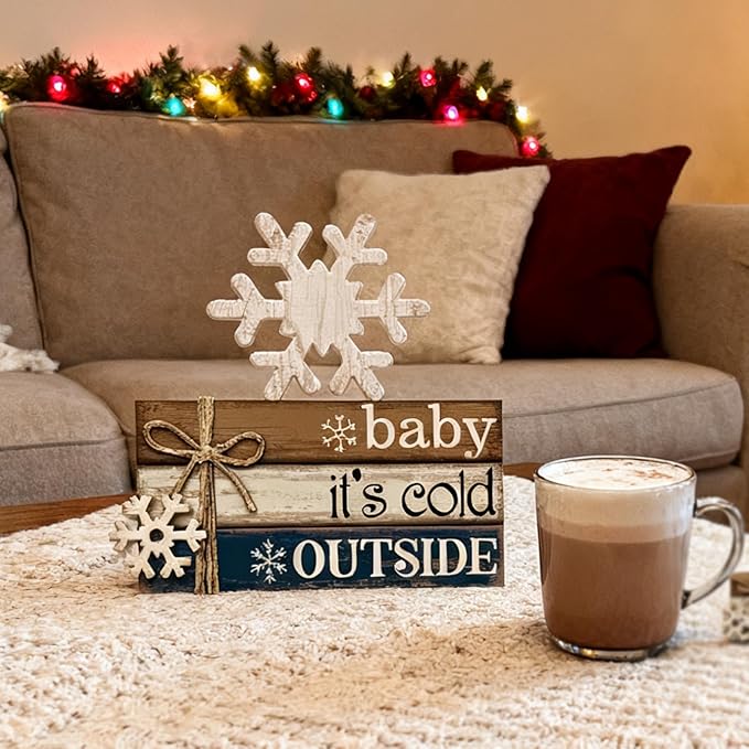 4 Pcs Winter Christmas Decor Winter Table Decorations Christmas Tiered Tray - Image 6