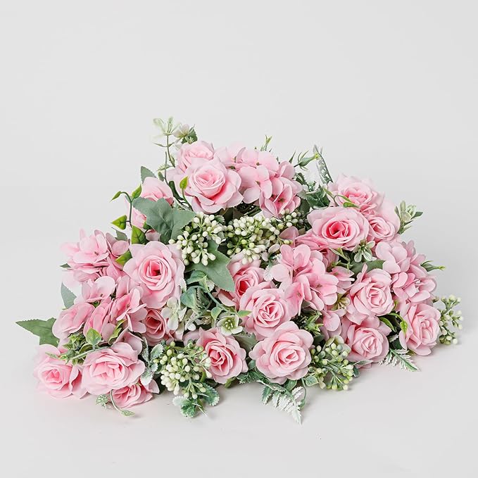 Artificial Flower 5 Branches Artificial Silk Fake Flowers Bouquet Small Roses - Image 5