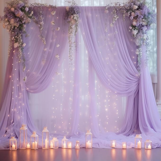10ft x 10ft Lavender Chiffon Backdrop Curtain - Image 9