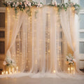 20×10ft Champagne Tulle Backdrop Curtain by WishCare