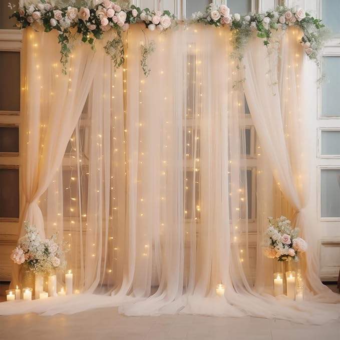 30×10ft Champagne Tulle Backdrop Curtain - Image 7