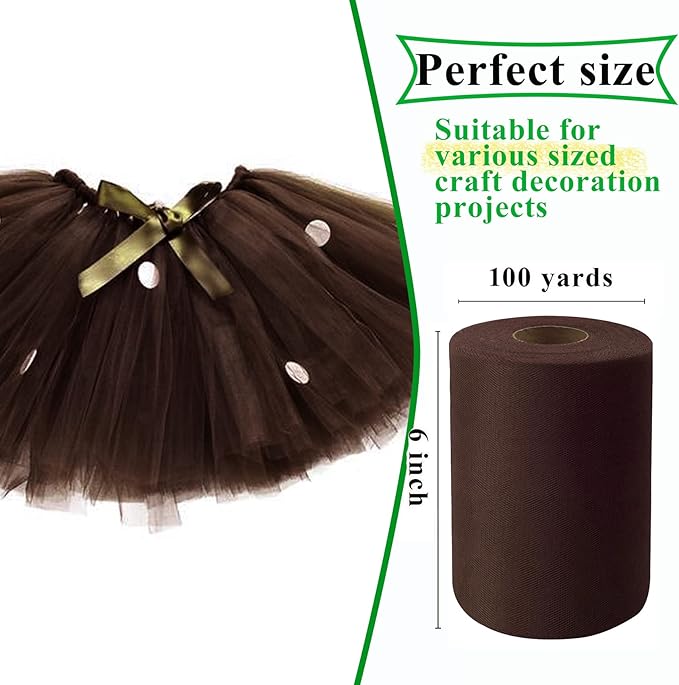Brown Tulle Fabric Rolls 6 Inch by 100 Yards Fabric Spool Tulle Ribbon - Image 2