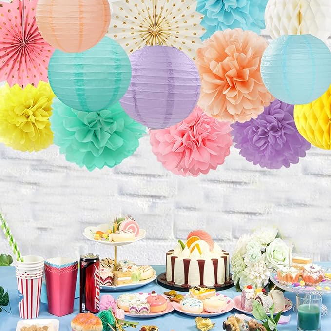 Pastel Rainbow Party Decorations Streamers - Image 2