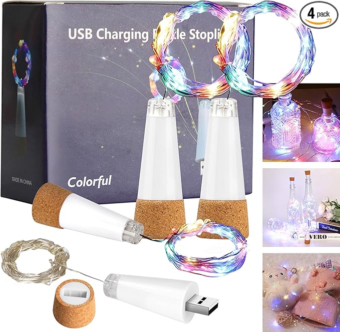 Wine Bottle Lights with Cork Switch by Godinsky